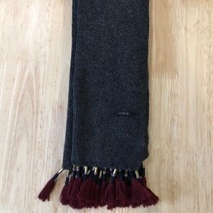 J. Crew Wool Blend Tassell Scarf Charcoal Gray